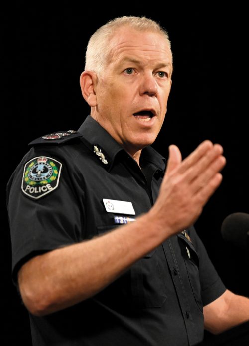 South Australian Police Commissioner Grant Stevens addresses the media during a press conference in Adelaide. PICTURE: DAVID MARIUZ - AAP