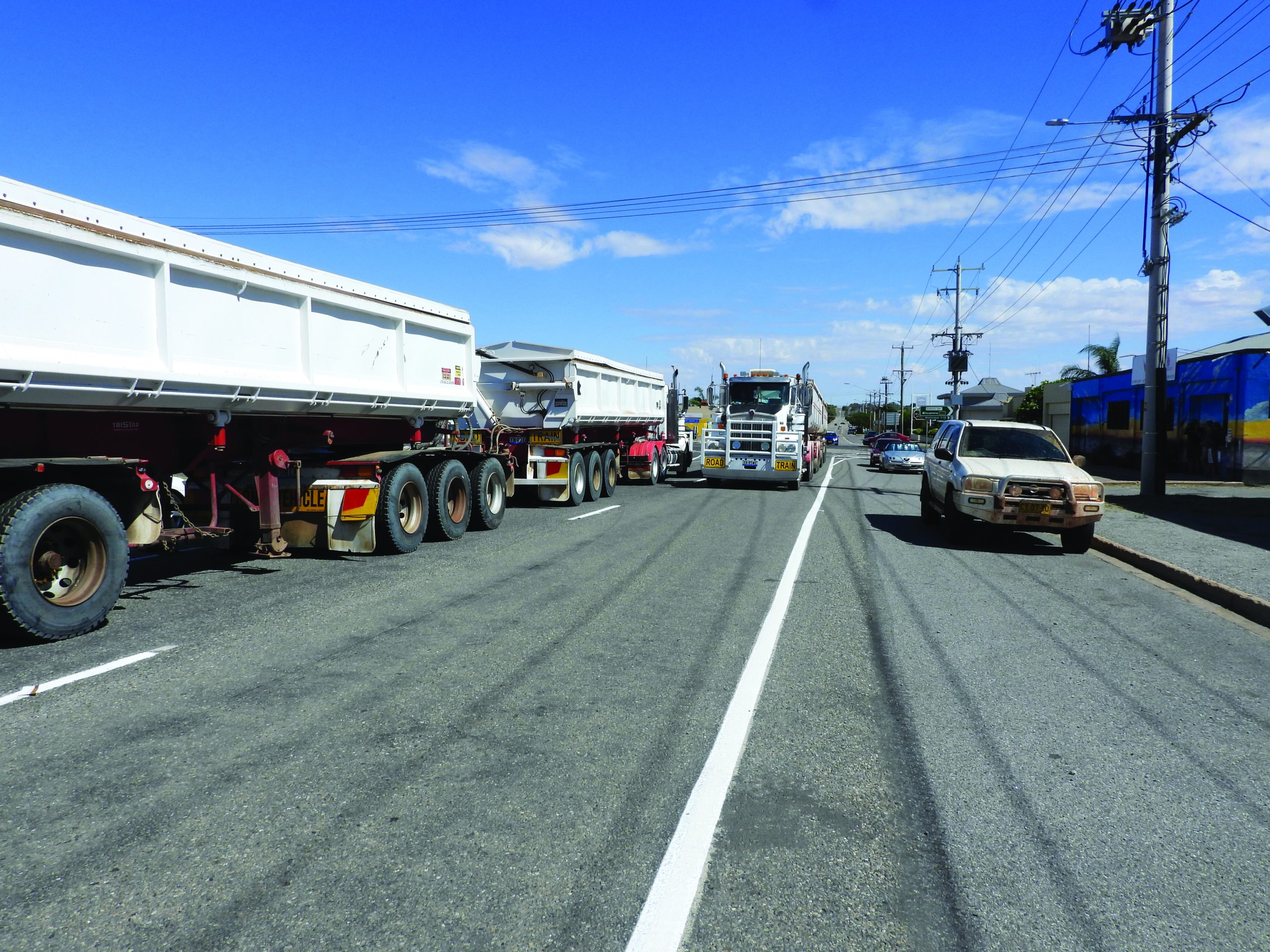 Semitrailers pictured on Iodide St. PICTURE: EVE-LYN KENNEDY