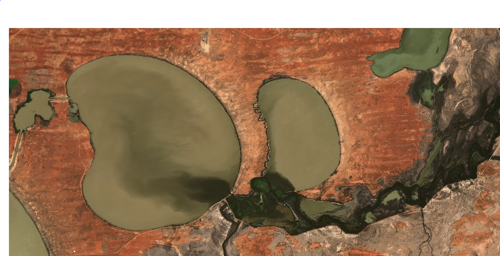 Hypoxic Blackwater spills into Menindee Lakes as High Floodwaters continue to flow down the Barwon-Darling River (satellite image taken 10/02/2022). PICTURE: SENTINEL HUB