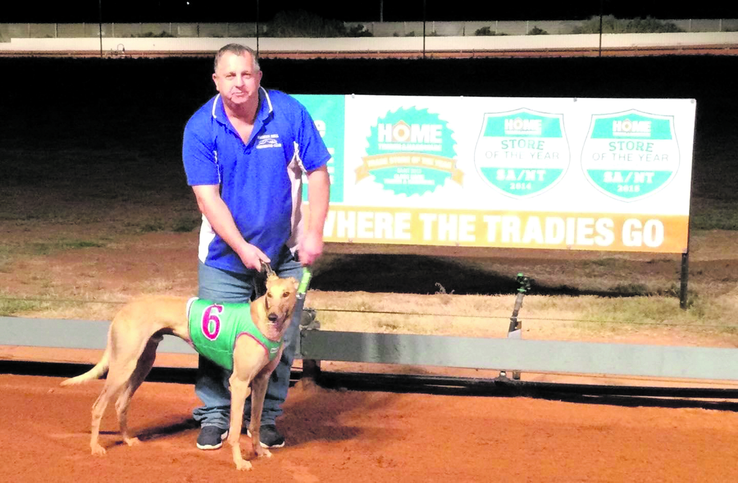 Came and Went also trained by Troy Murray then broke the record again running 30.27. Pictured with Scott Slater.