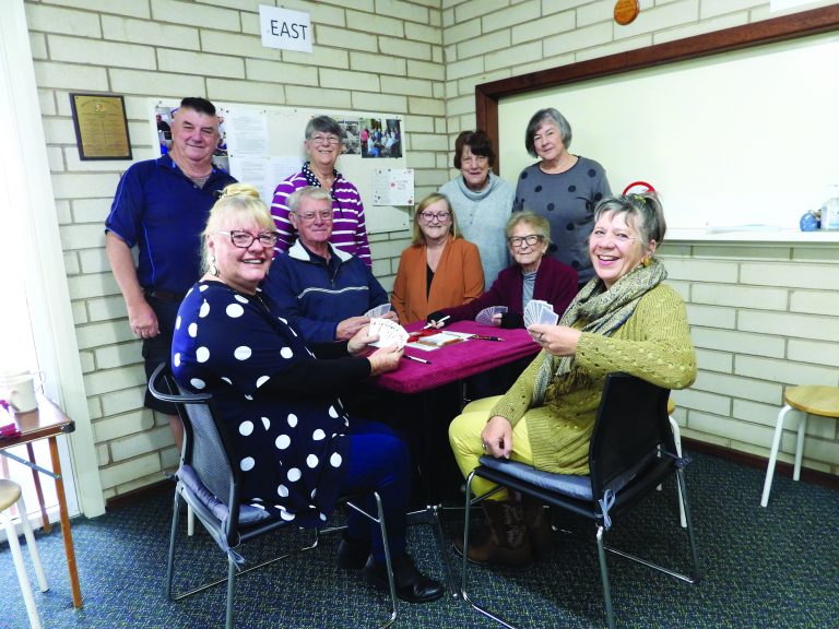 From left to right back row first. Terry Ellem, Sandy Bright, Maureen Fletcher, Lee Bermingham, seated, Mary Hiscox, Cleve Bright, Ellen Hamilton, Margaret Hall and Gigi Barbe.